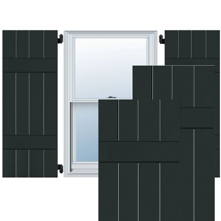 4 Board (2 Batten) Wood Pine Board-n-Batten Shutters, Black Forest Green PR, RWB15X044DGP